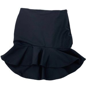 ZARA Women Black Ruffle Hem Fitted Skirt  Size XS